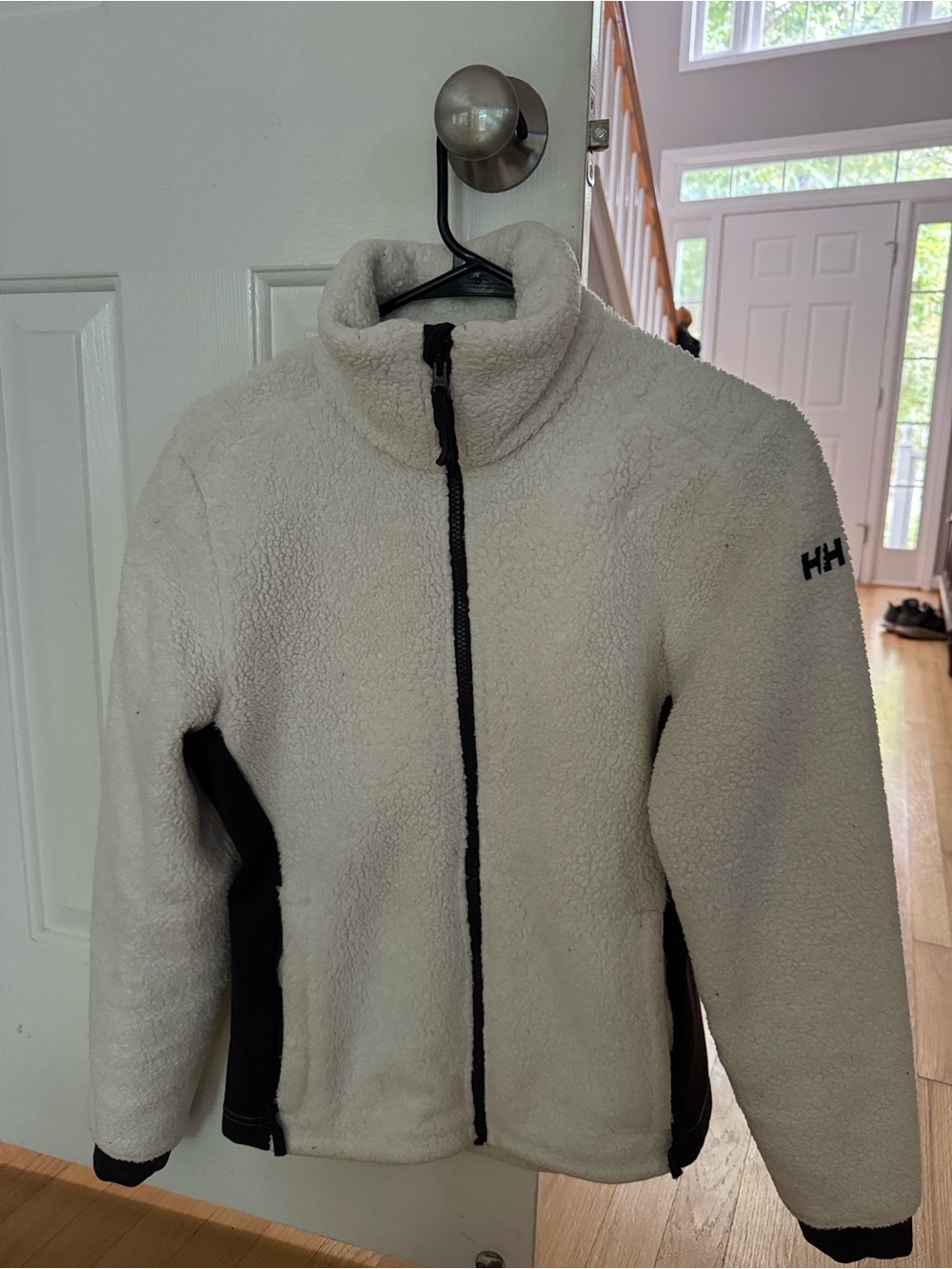 Helly Hansen Cream Sherpa Jacket with Black Panels